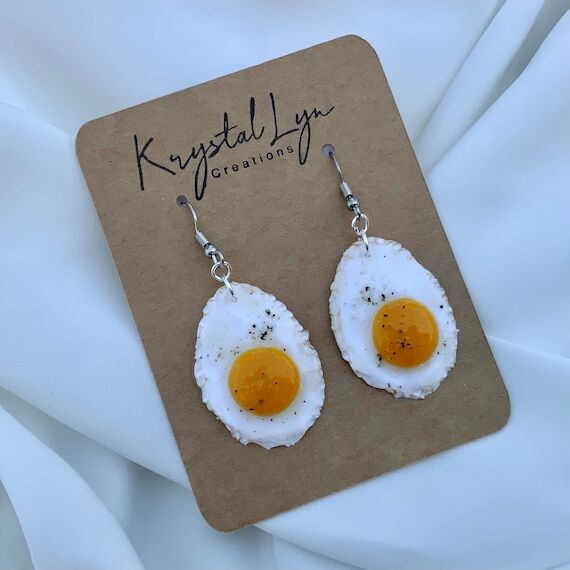 Polymer Clay Fried Egg Earrings: Miniature Fo...