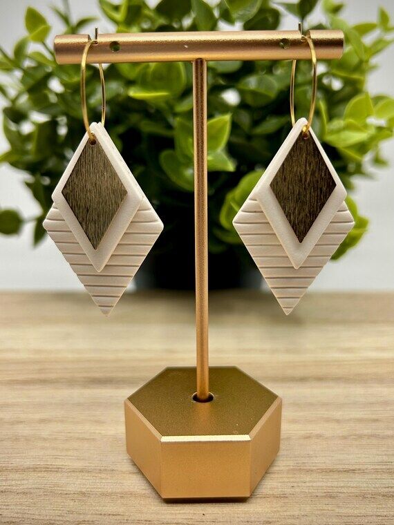 Textured Diamond Hoop Earrings | Modern Clay ...