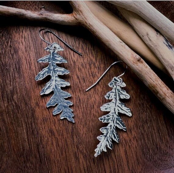 Pewter Fern Earrings, Modern Pewter Lead Free...