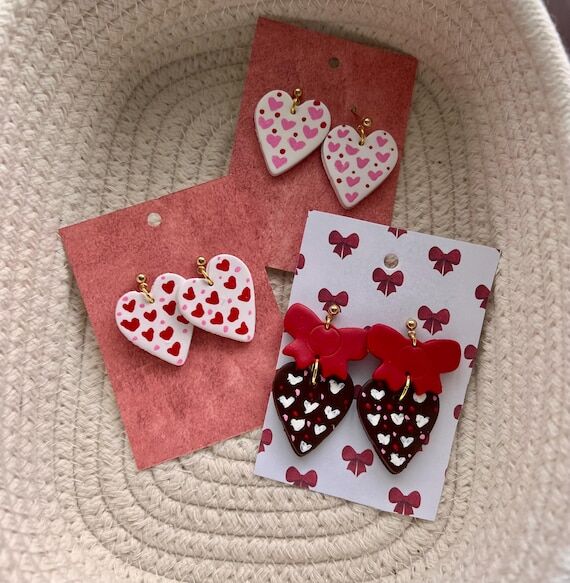 Valentines Earrings, Polymer Clay Earrings, H...