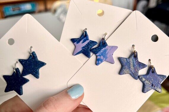Starry Night Inspired Polymer Clay Earrings, ...