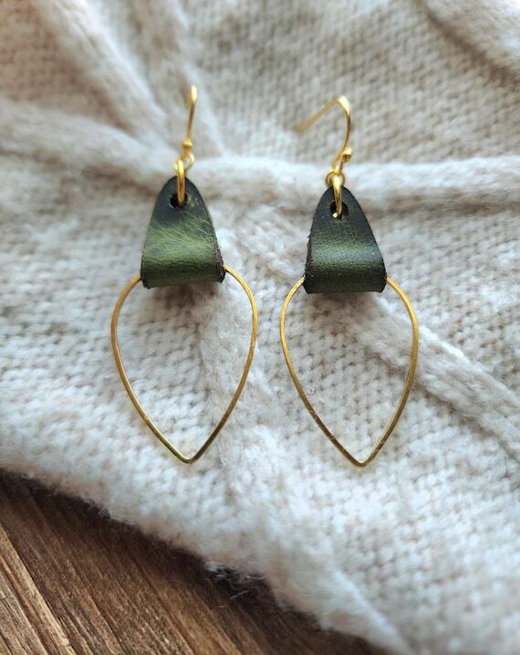 Handmade Leather Teardrop Earrings: Sterling ...