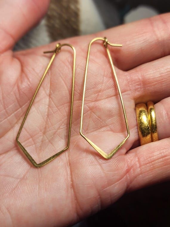 Brass Hoop diamond shape dangle lightweight E...