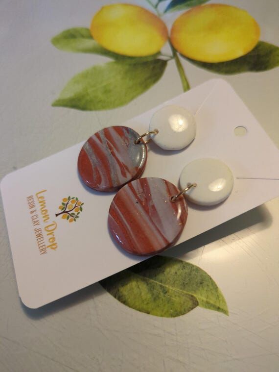 Silver terracotta, gold, black and white drop...