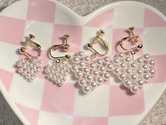 Swarovski Pearl Heart Earrings: 14K Gold Plat...