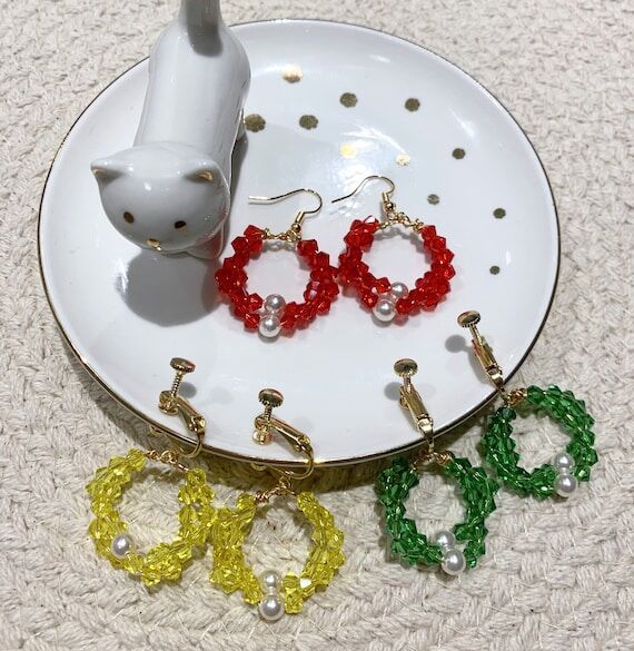 Crystal Bead Hoop Earrings with Swarovski Pea...