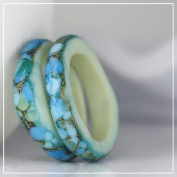 Handmade Lampwork Beads ~ Organic Rings ~ Sea...