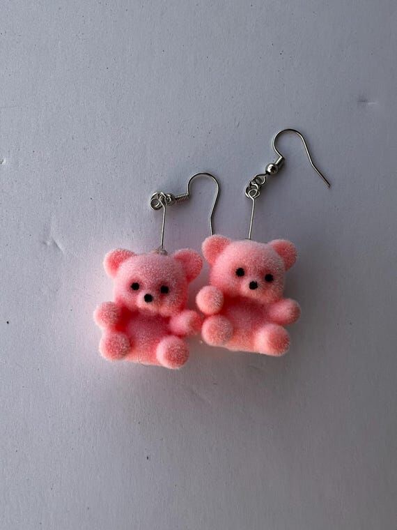 Flocked Teddy Bear Dangles...