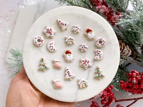 Sugar cookie stud earrings, Christmas clay ea...