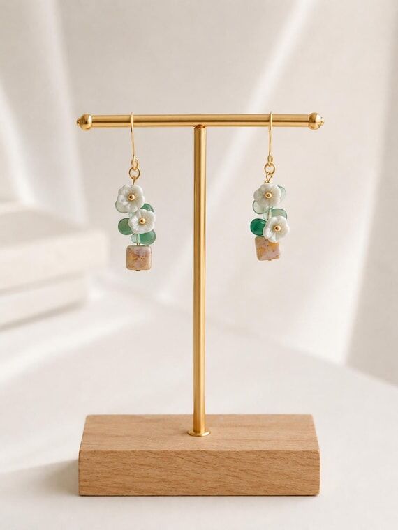 Handmade Czech Flower Earrings | Lightweight ...