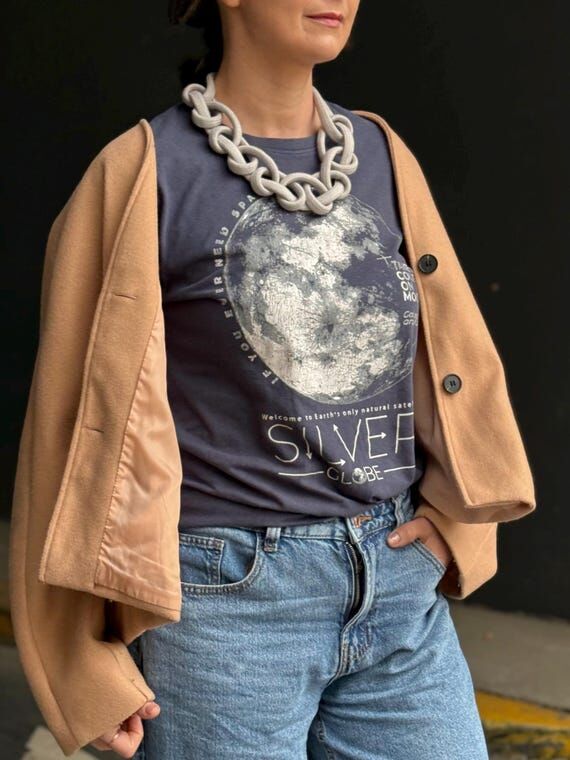 Light Gray Braided Cotton Statement Necklace ...