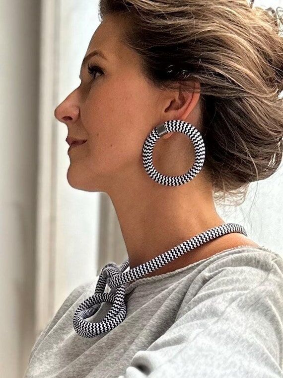Textile Cord Earrings, textile earrings, sens...