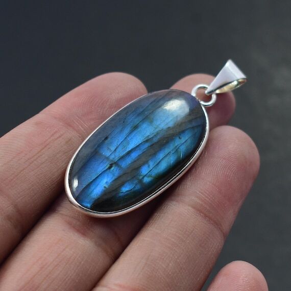 Blue Labradorite Gemstone Pendant 925 Sterlin...