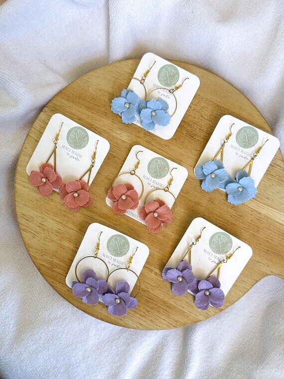 Peony Dangle Earrings with Fresh Water Pearl ...