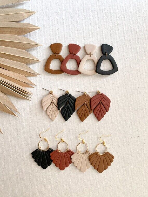Neutral Color Clay Earrings | Fall Earrings |...