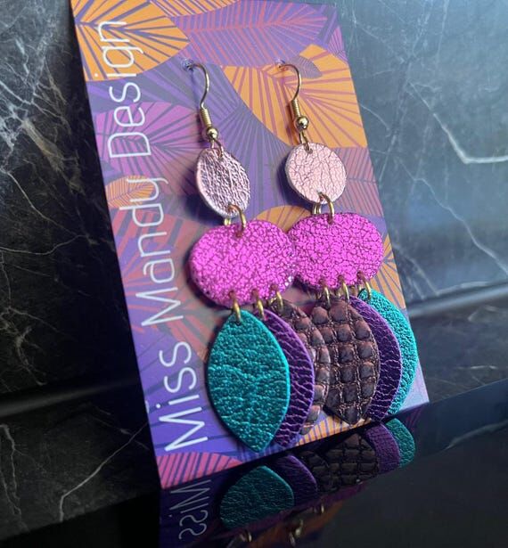 Mermaid Petit Leather Earrings – Colorful D...