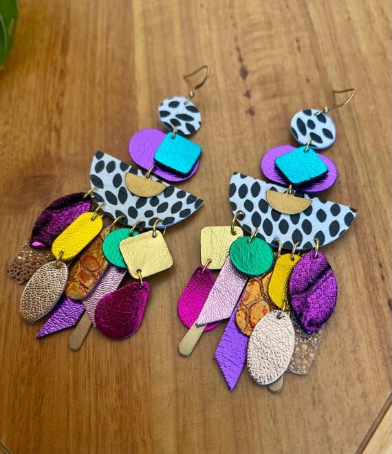 Leather Gelato Earrings: Funky Boho Statement...