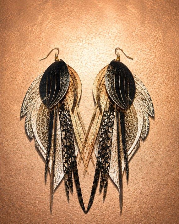 Metallic Leather Statement Earrings – Casca...