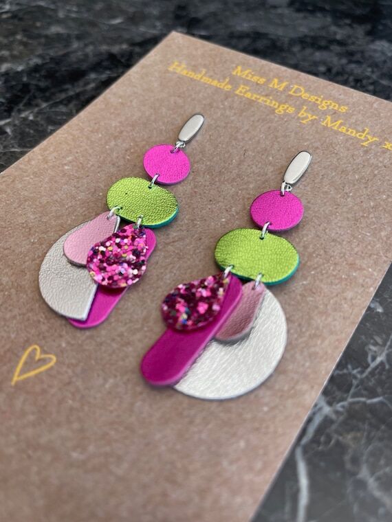 Handmade Leather Statement Earrings: Pretty i...