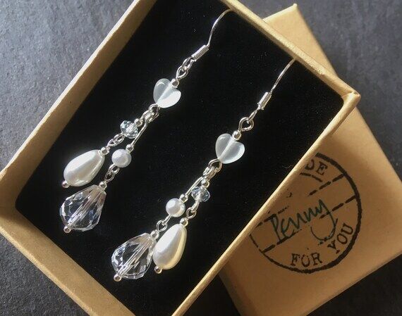 Handmade Boho Bridal Earrings: Vintage Crysta...