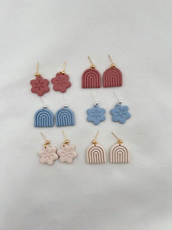 magnolia flower dangle earring, handmade jewe...