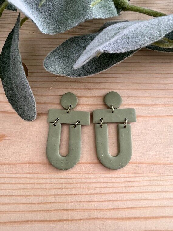 irregular shaped dangles, polymer clay earrin...