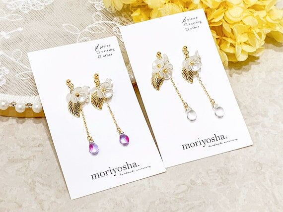 Flower Drop Earrings | Beige Earrings | Blue ...