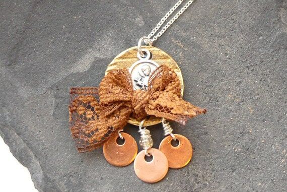 St Gerard necklace, handmade Catholic saint n...