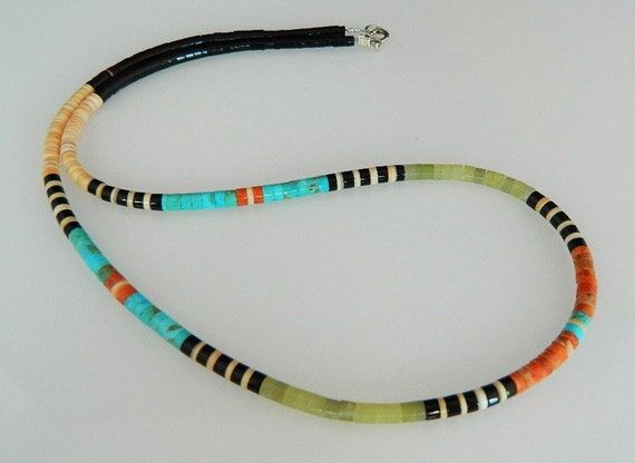 Native American Santo Domingo Turquoise Coral...