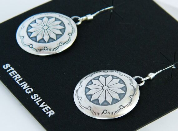 Native Southwestern Sterling Silver Hand Stam...