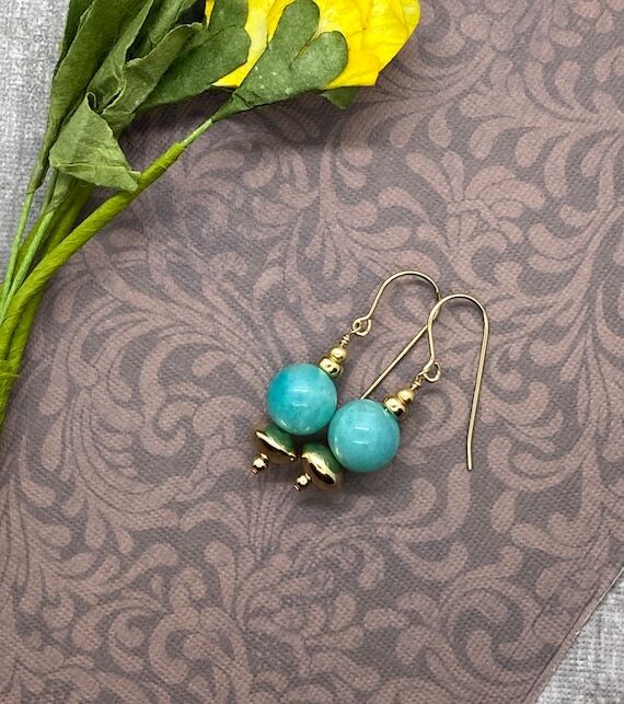Vibrant Blue Peruvian Amazonite 14k Gold Fill...
