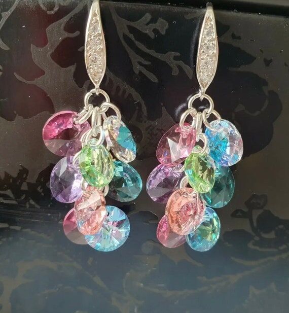 925 Sterling Silver Swarovski Earrings, Handm...