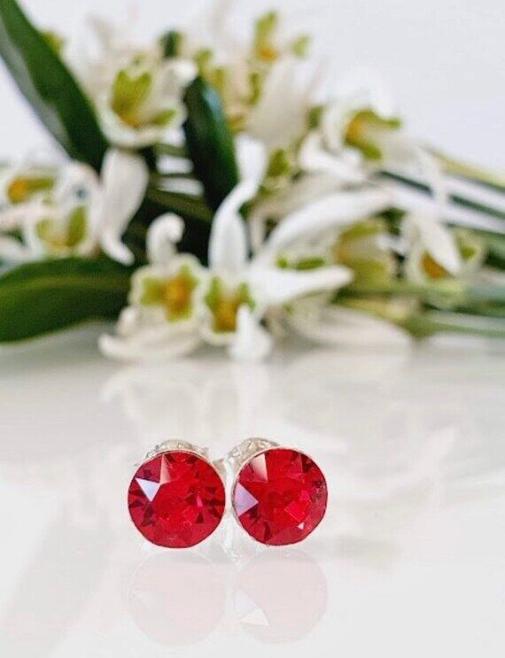 925 Sterling Silver Stud Earrings light Siam ...