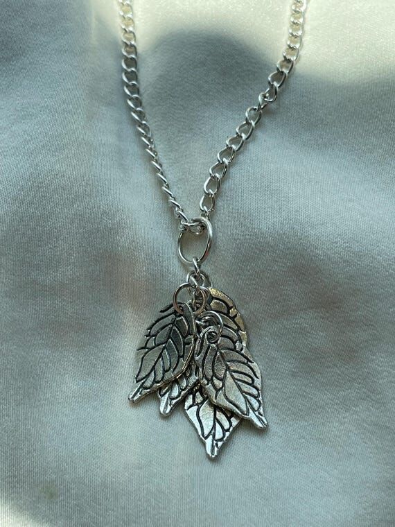 Multiple Silver Leaf Charm Necklace...