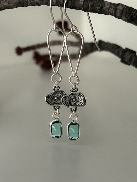 Sterling Silver Lotus Petal Earrings with Apa...