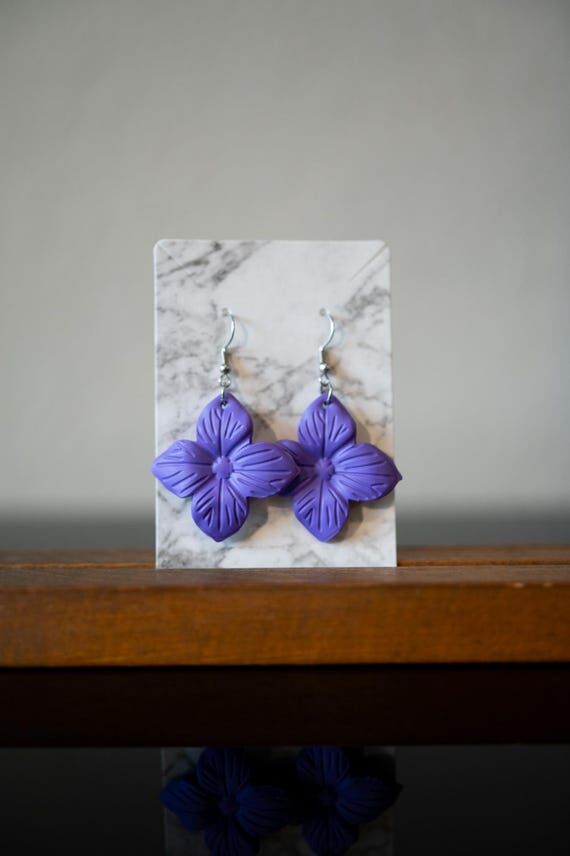 Light Purple Flower Dangle Earrings: Handmade...