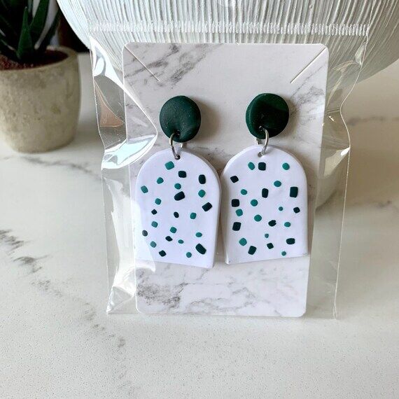 White Polymer Clay Speckled with Dark and Lig...