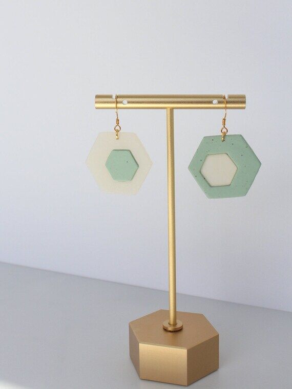 Hexagon Polymer Clay Earrings – Hypoallerge...