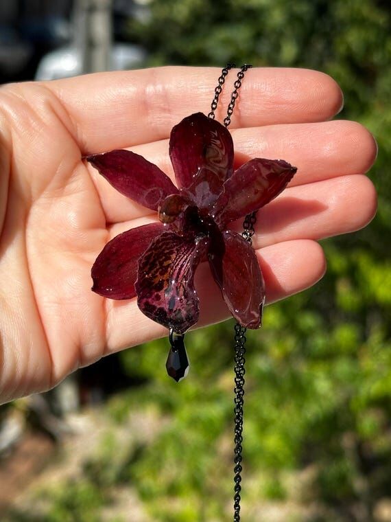 Real Cymbidium Orchid Necklace • Preserved ...