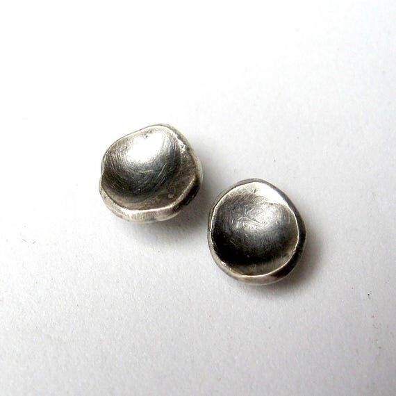 Oxidized sterling silver forged chips stud ea...
