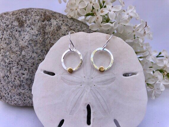 Gold and Silver Circle and Dot Earrings, Ster...