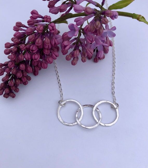 Handmade Sterling Silver Three Circle Necklac...