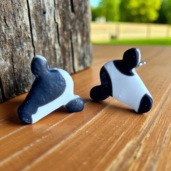 Cow stud hypoallergenic clay earrings-farm ea...