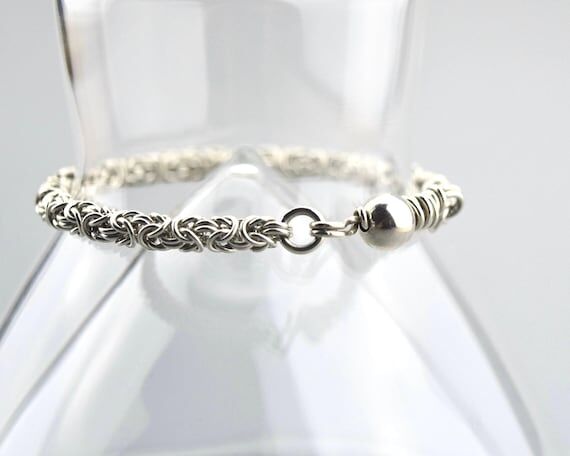 Chainmail Silver Bracelet, Byzantine Heavy Ch...