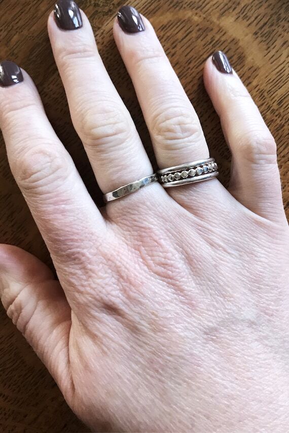 Personalized Silver Ring Set, 3 Stacking Ring...