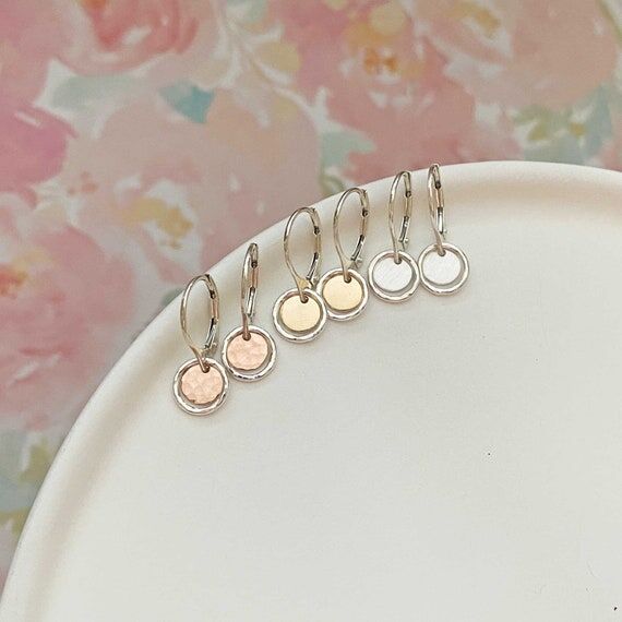 Teeny Tiny Dangle Leverback Earrings, Dainty...