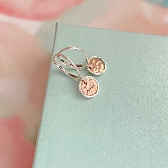 Tiny Rose Gold Earrings with Sterling Silver,...