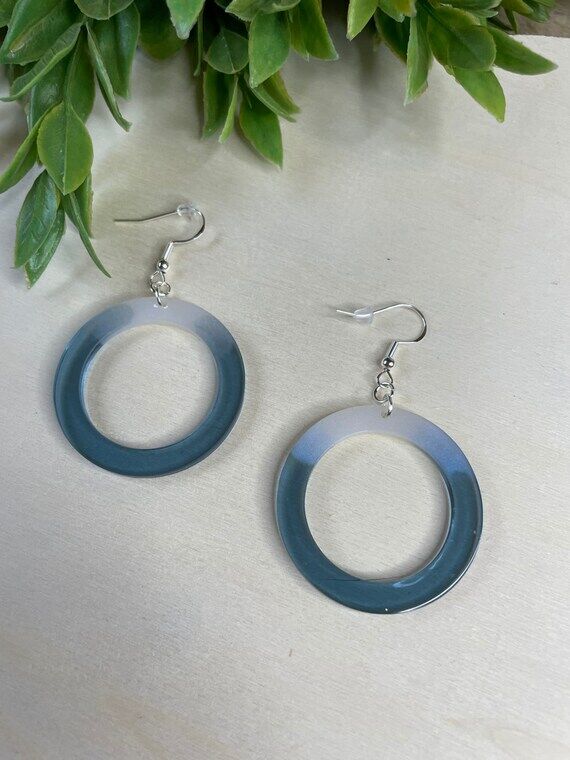 Blue Resin Earrings, Handmade, Gift, Birthday...