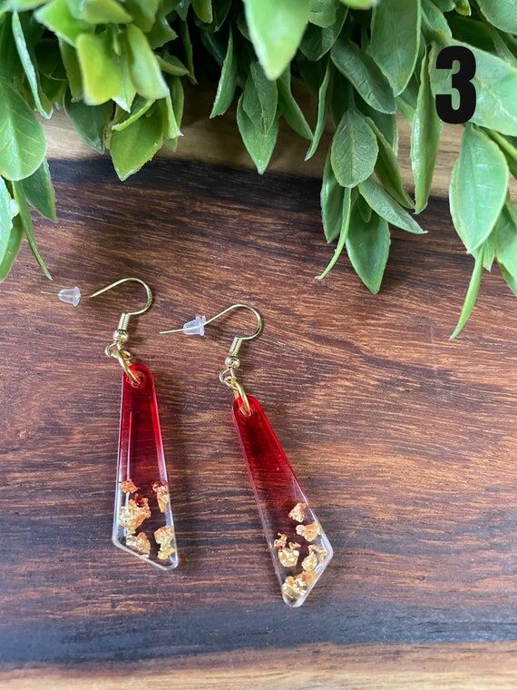 Red & Gold flake Earrings, Mother's Day, Gif...