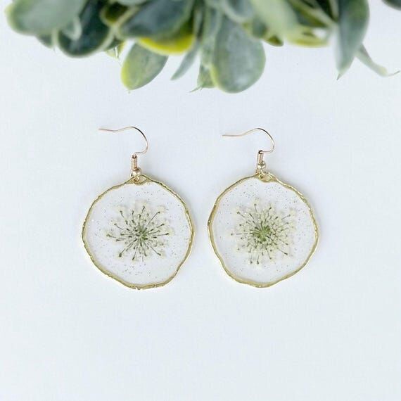 Pressed Flower Earring Resin Jewelry Queen An...
